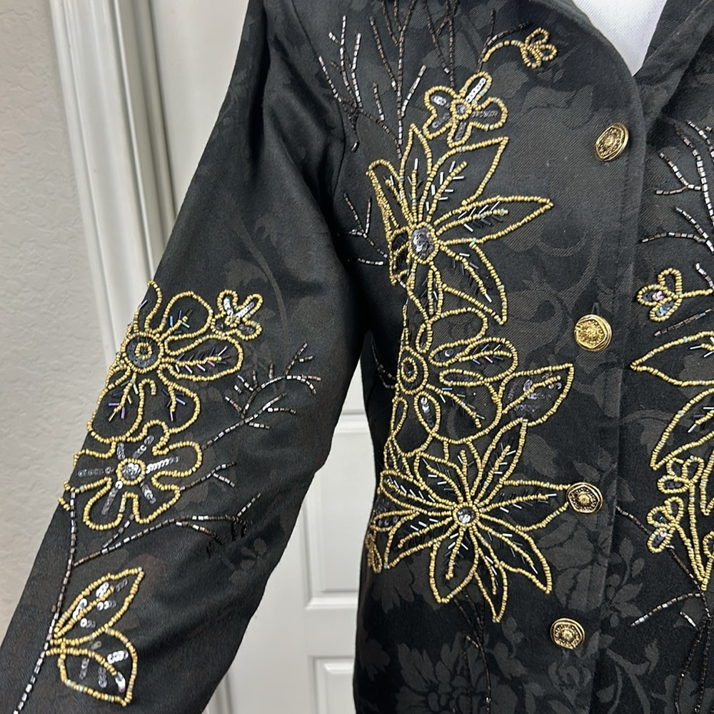 Vintage Draper’s & Damon’s Women’s Jacquard Classic Embellished Blazer Size M - Picture 5 of 9